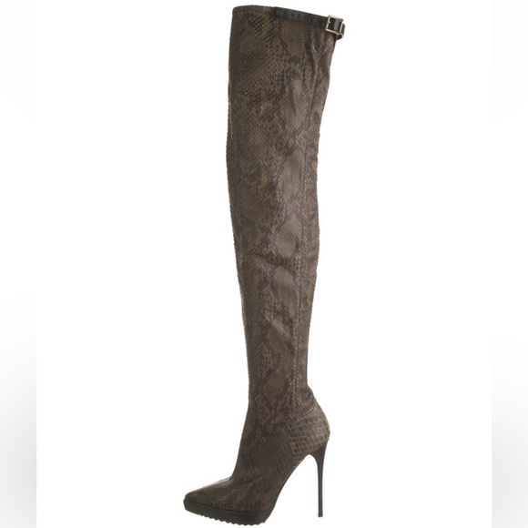 Burberry Leather Snakeskin Boots - Picture 1 of 5